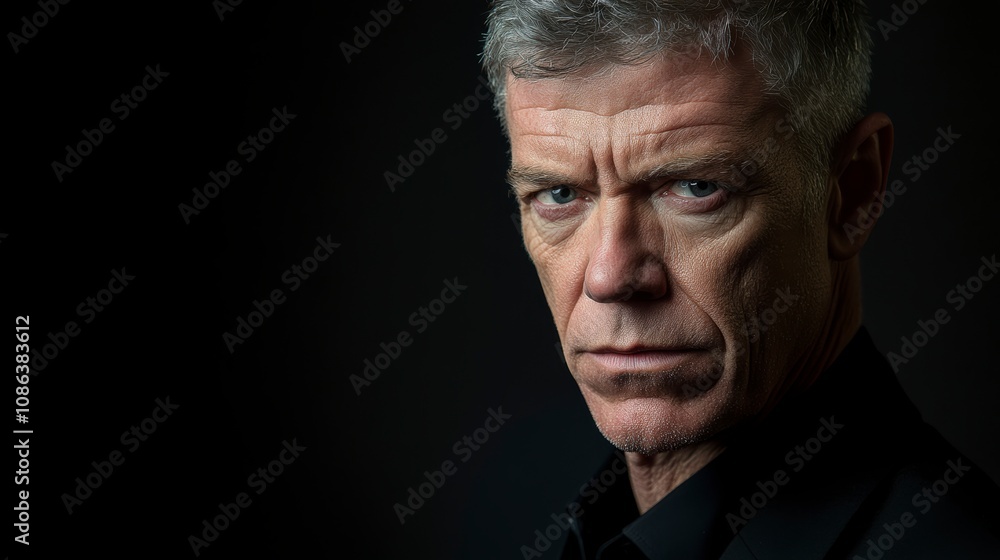 Obraz premium Thoughtful Middle-Aged Man with Grey Hair
