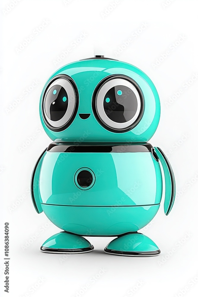 Obraz premium Cute Teal Robot Friend
