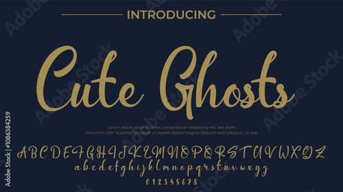 Cute Ghosts Font Stylish brush painted an uppercase vector letters, alphabet, typeface