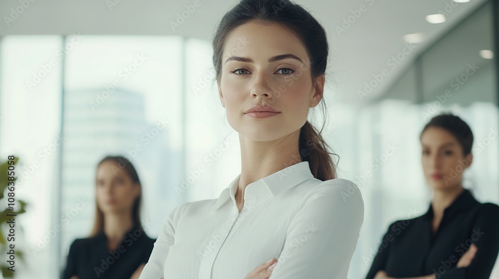 Confident Businesswoman Leading Her Team with Determination in a Modern Office Setting, Showcasing Professionalism and Team Spirit Among Colleagues Confident Businesswoman Leading Her Team with Determination in a Modern Office Setting, Showcasing Professionalism and Team Spirit Among Colleagues