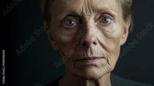 Portrait of a Senior Woman with Age Spots and Wrinkles