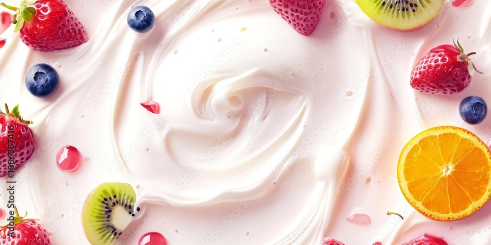 A delectable close-up of a luscious cake adorned with fresh fruit and whipped cream, showcasing vibrant colors and inviting textures that tantalize the senses. A delectable close-up of a luscious cake adorned with fresh fruit and whipped cream, showcasing vibrant colors and inviting textures that tantalize the senses.