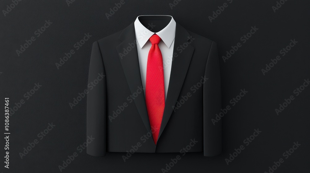 Black Suit Red Tie 3D Render Business Fashion Minimalist Style Black Suit Red Tie 3D Render Business Fashion Minimalist Style