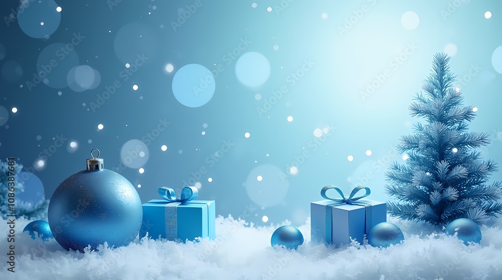 Christmas background card with blue gifts and copy-paste Christmas background card with blue gifts and copy-paste