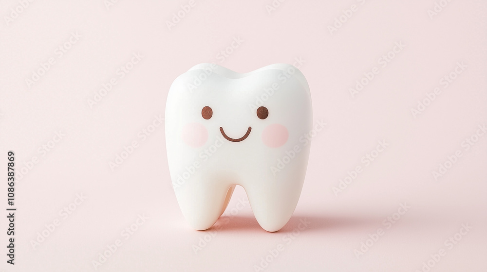 Smiling Tooth: A cute cartoon tooth with a happy face and rosy cheeks, symbolizing a healthy smile and dental care. Smiling Tooth: A cute cartoon tooth with a happy face and rosy cheeks, symbolizing a healthy smile and dental care.