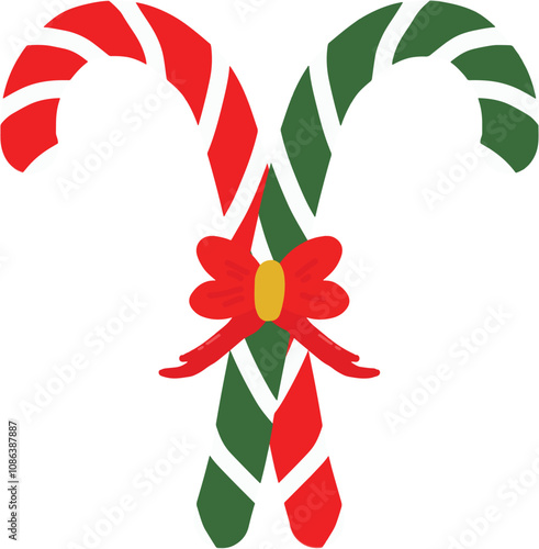 christmas candy cane and ribbon from natal day