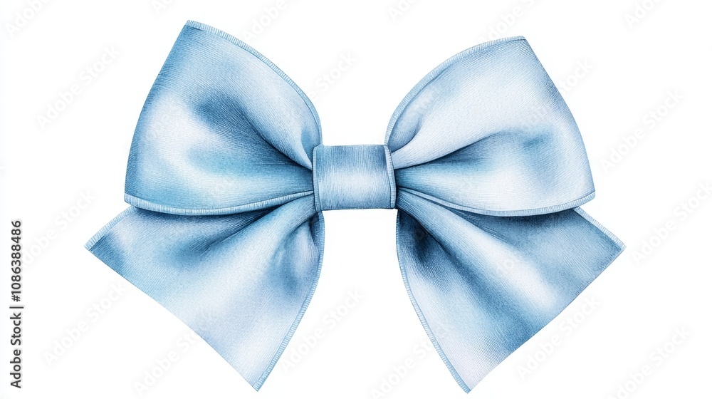 Elegant watercolor illustration of a soft blue bow, delicate brushstrokes, subtle gradient tones, perfect for invitations and creative crafts Elegant watercolor illustration of a soft blue bow, delicate brushstrokes, subtle gradient tones, perfect for invitations and creative crafts