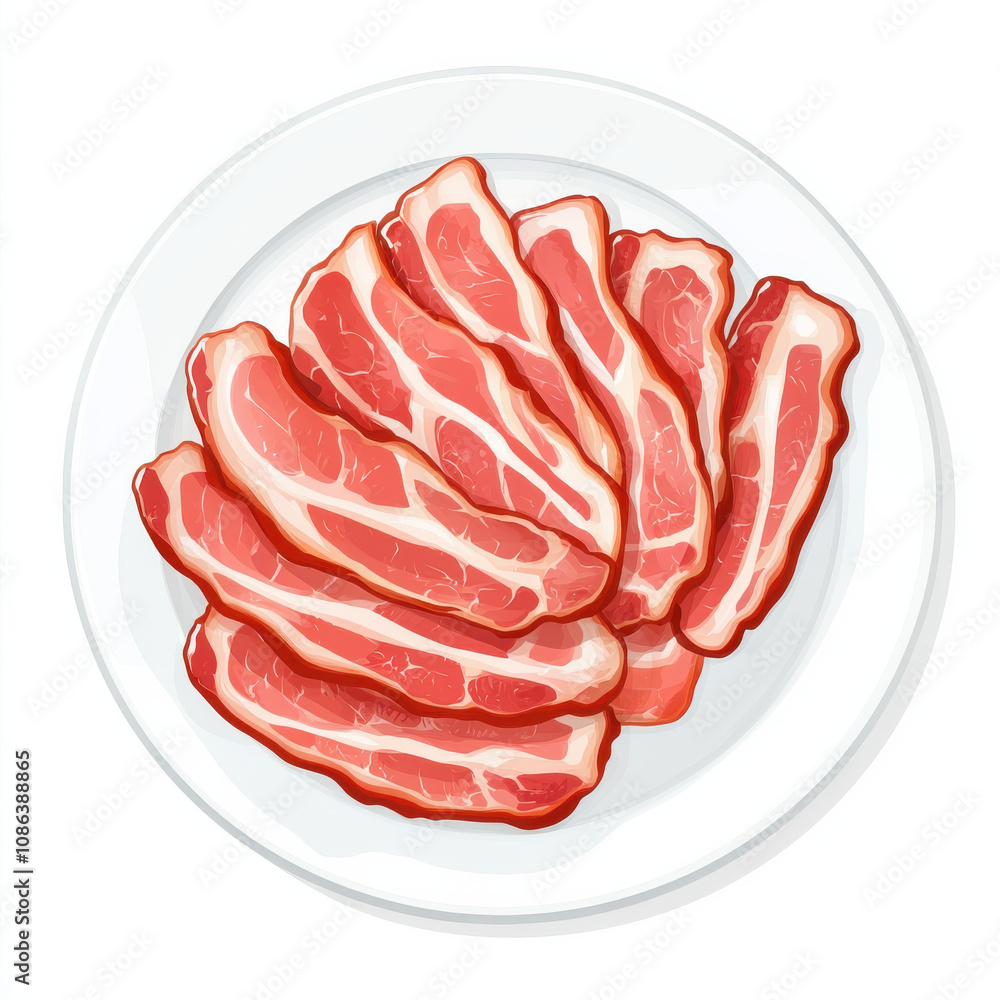 Freshly sliced meat arranged neatly on white plate, showcasing vibrant colors and textures. Freshly sliced meat arranged neatly on white plate, showcasing vibrant colors and textures.