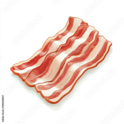 Obraz na płótnie Delicious cartoon style bacon strips with glossy finish, perfect for food illustrations and culinary designs w salonie