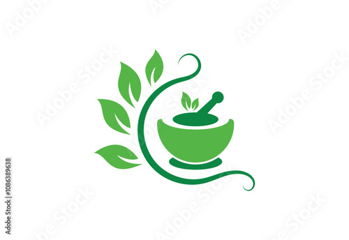 Modern Herbal homeopathy Medicine logo design, Vector illustration
