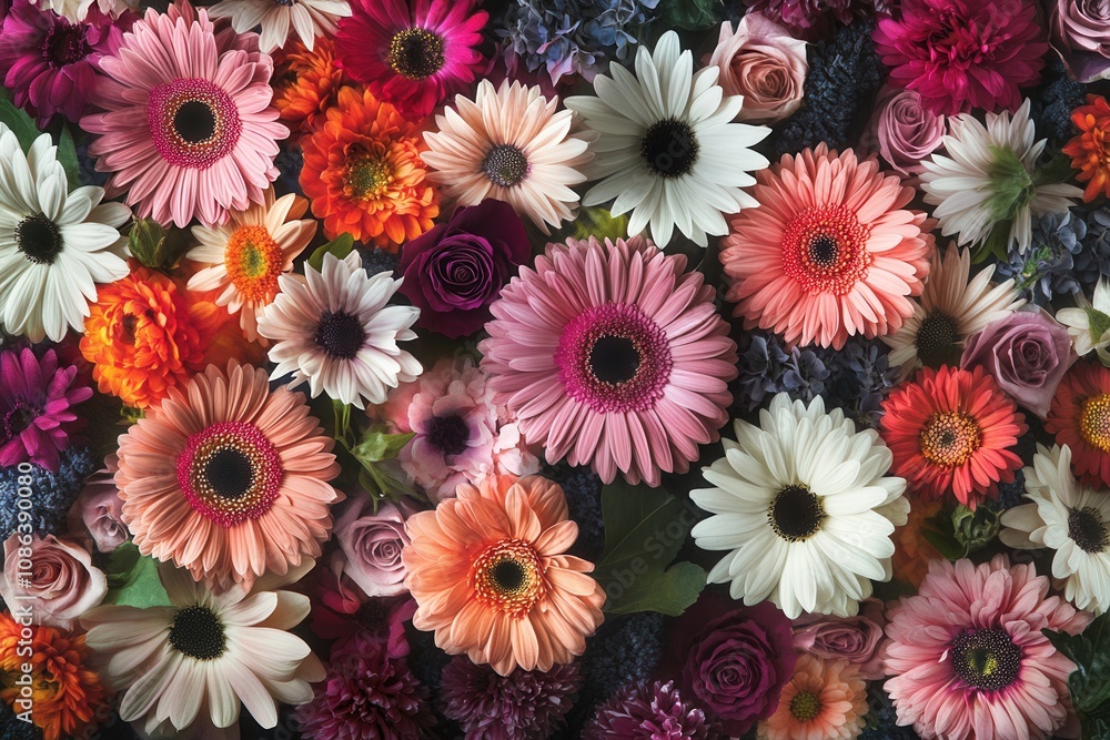 A vibrant mix of colorful flowers. A vibrant mix of colorful flowers.
