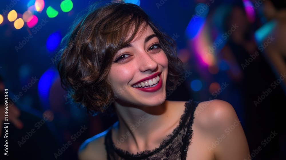 Young Woman Laughing at a Party with Friends Young Woman Laughing at a Party with Friends