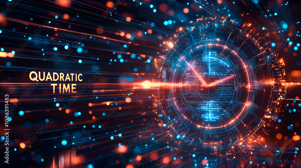 Obraz premium Futuristic Visualization of Quadratic Time Complexity and Big O Notation in Computer Science