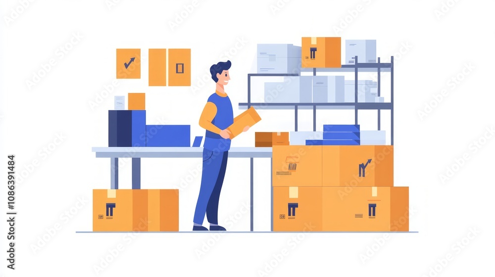 Warehouse Worker Handling Packages Warehouse Worker Handling Packages