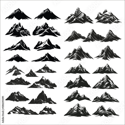 Mountain Silhouette Bundle Set, Mountain Silhouette For T-Shirt Design