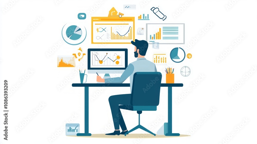 Businessman working on data analysis Businessman working on data analysis