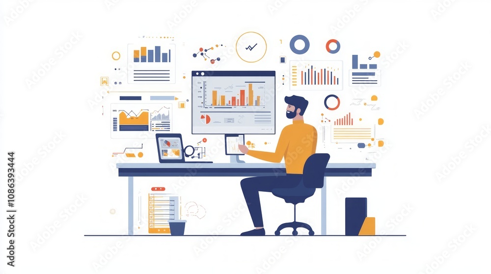 Data Analysis and Business Strategy Illustration Data Analysis and Business Strategy Illustration