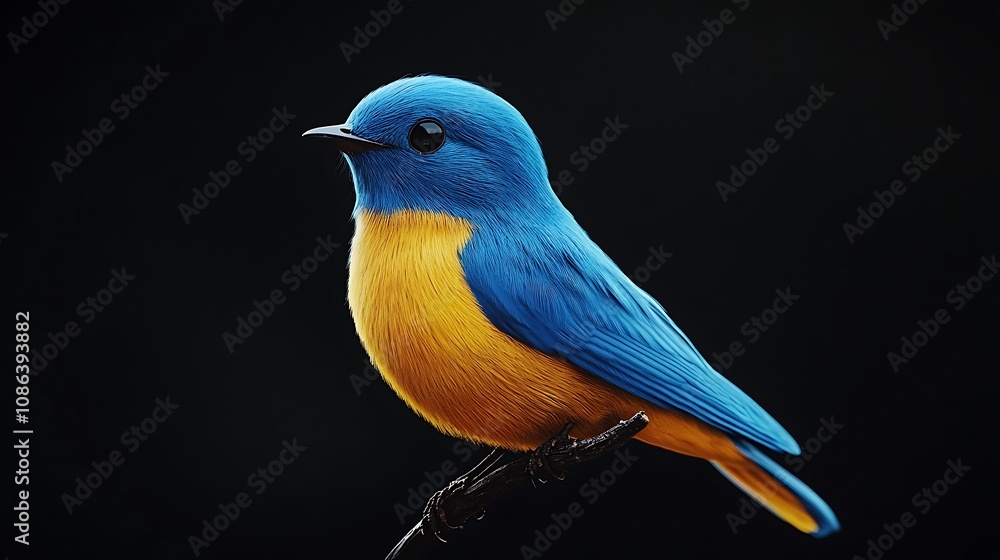 Fototapeta premium Blue and Yellow Bird on a Branch