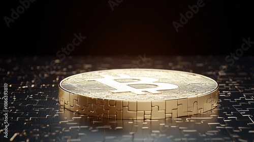 Golden Bitcoin on Dark Surface