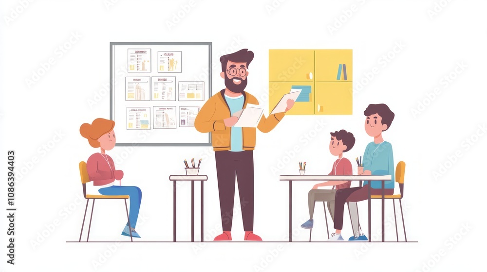 Classroom Scene: Teacher Presenting to Students Classroom Scene: Teacher Presenting to Students