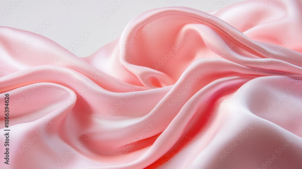 Obraz premium The soft pale pink silk fabric flows gracefully, emphasizing its smooth texture and subtle shine under gentle lighting