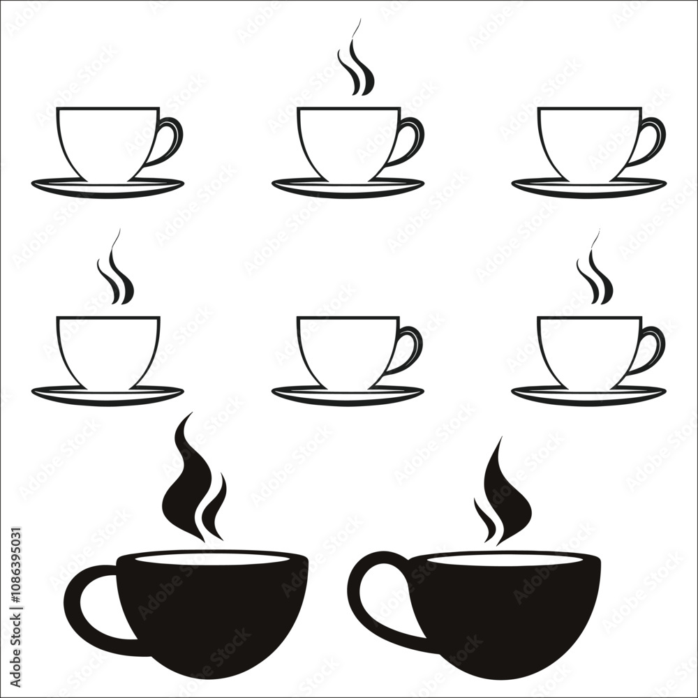 Tea Cup Silhouette Bundle Set Tea Cup Silhouette Bundle Set
