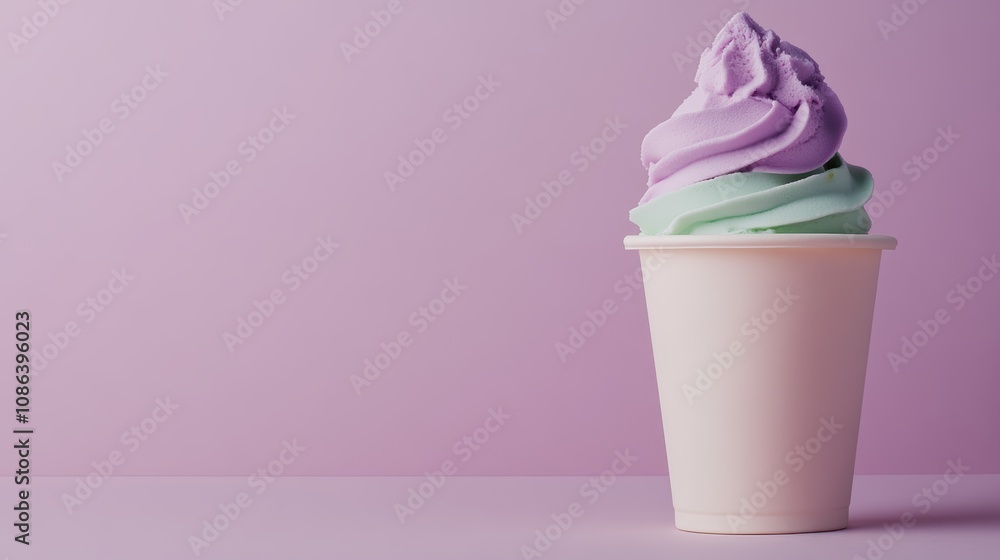 Decadent delight, a cup of purple and green frosted sweet treat indulge in the creamy, sugary goodness Decadent delight, a cup of purple and green frosted sweet treat indulge in the creamy, sugary goodness