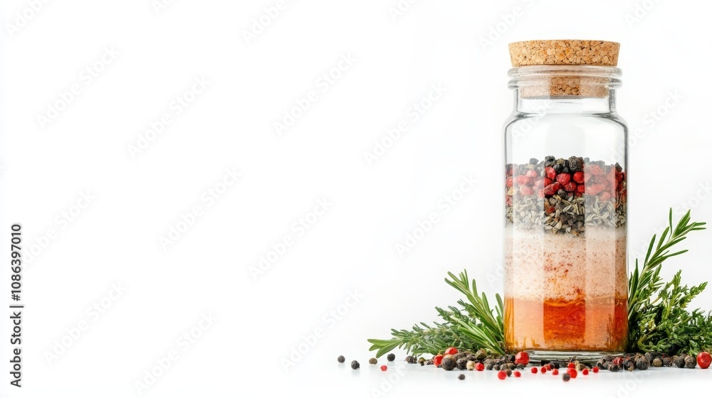 Aromatic spices and herbs in a bottle, captivating culinary journey of flavor fragrance Aromatic spices and herbs in a bottle, captivating culinary journey of flavor fragrance