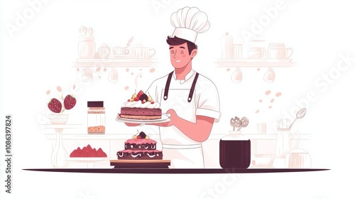 Chef Presenting a Delicious Cake