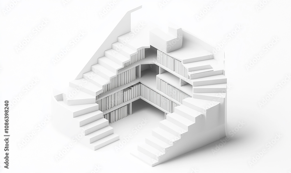 white book stairs, isolated on a white background white book stairs, isolated on a white background