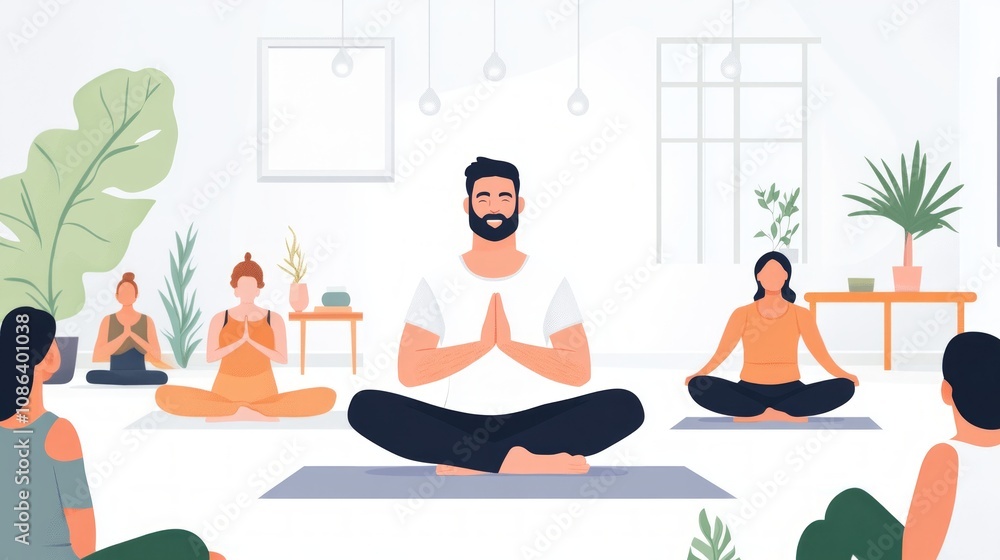 Obraz premium Group Yoga Session in a Calm Environment