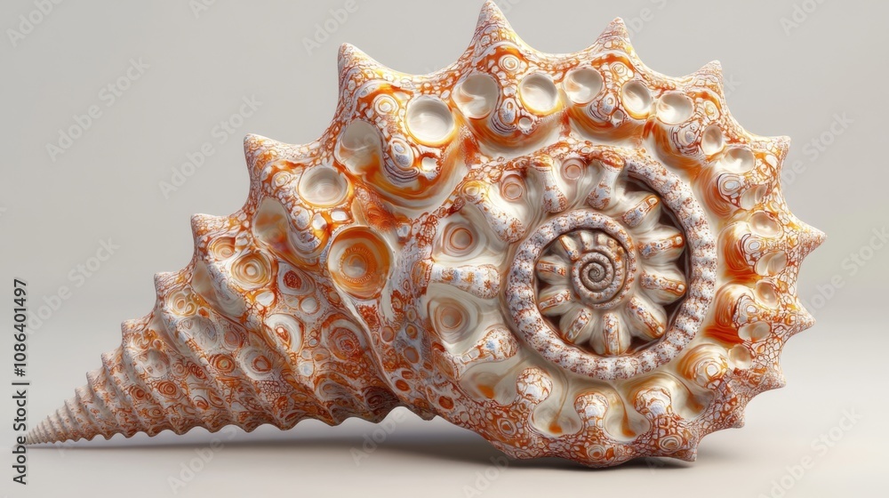 Obraz premium Exquisite Seashell: Detailed Pattern on Isolated Background