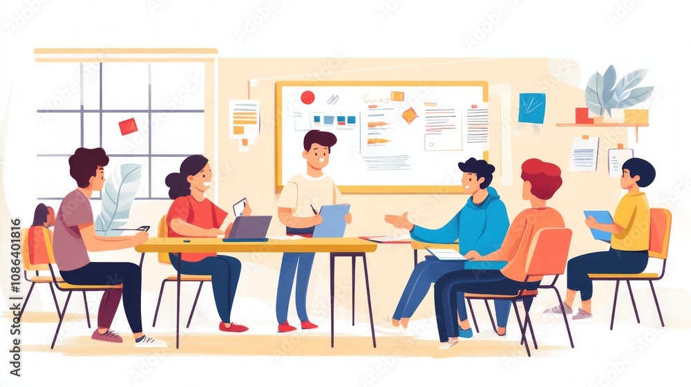 Team Meeting Illustration - Collaborative Business Team Meeting Illustration - Collaborative Business