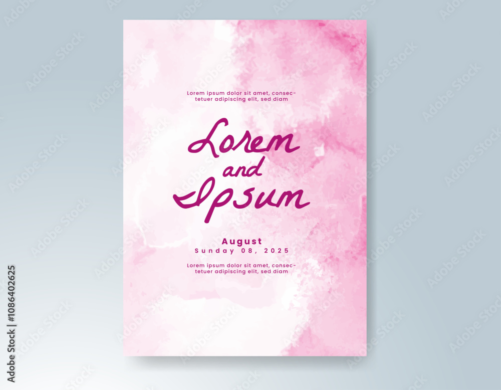 Wedding card invitation template with hand painted watercolor splash Wedding card invitation template with hand painted watercolor splash
