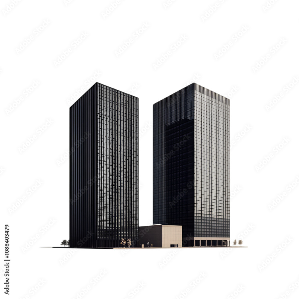 modern building 3d rendered isolated on white and transparent background. PNG cutout. modern building 3d rendered isolated on white and transparent background. PNG cutout.