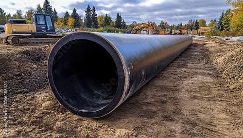 Wallpaper Mural Massive Pipe Installation at Construction Site Torontodigital.ca