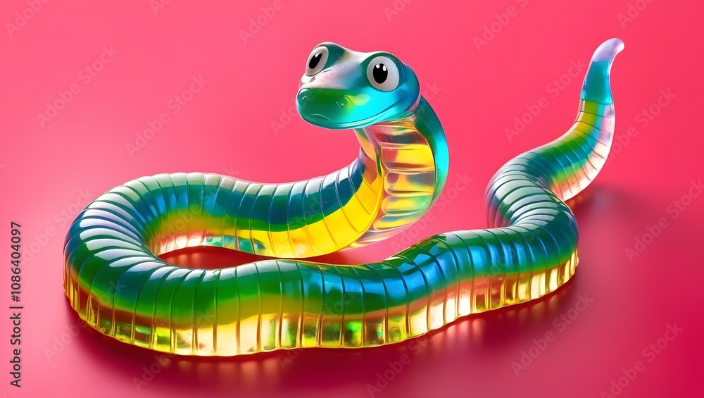 Snake made of colorful jelly on a bright background. Snake made of colorful jelly on a bright background.
