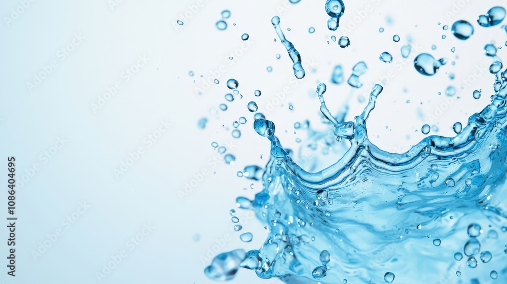 Blue Water Splash Liquid Texture Refreshing Drink Clean Purity Nature Background