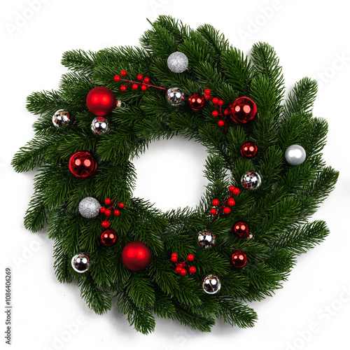christmas wreath isolated on white background