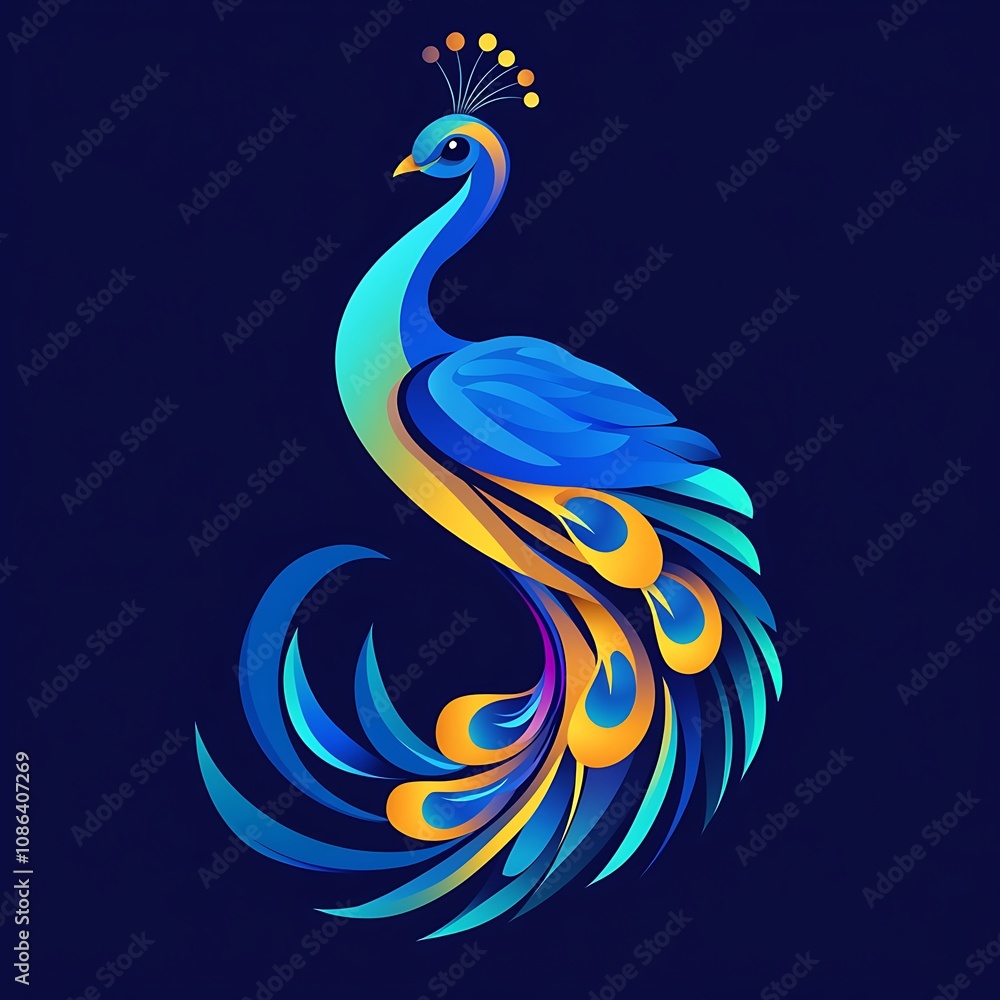 Fototapeta premium Stunning colorful peacock vector logo perfect for modern design concepts image