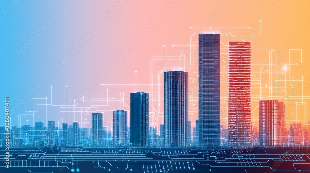 Smart Cityscape Digital Network Technology Futuristic Architecture Smart Cityscape Digital Network Technology Futuristic Architecture