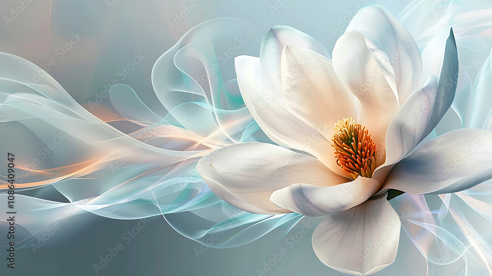 Magnolia Flower with Abstract Design. created with Generative AI technology Magnolia Flower with Abstract Design. created with Generative AI technology