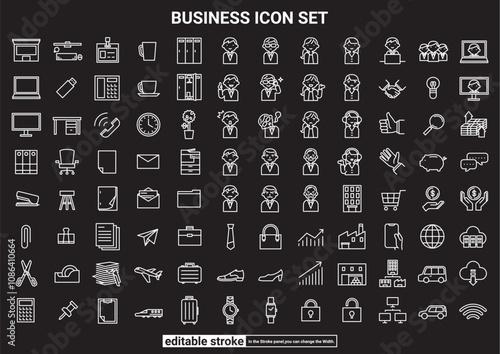 ビジネス・オフィス・会社のアイコンセット (編集可能なストローク)