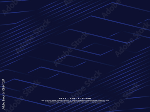 Premium background design with dark blue luxury motif. Vector horizontal template, for digital lux business banners, contemporary formal invitations, luxury vouchers, gift certificates, etc.