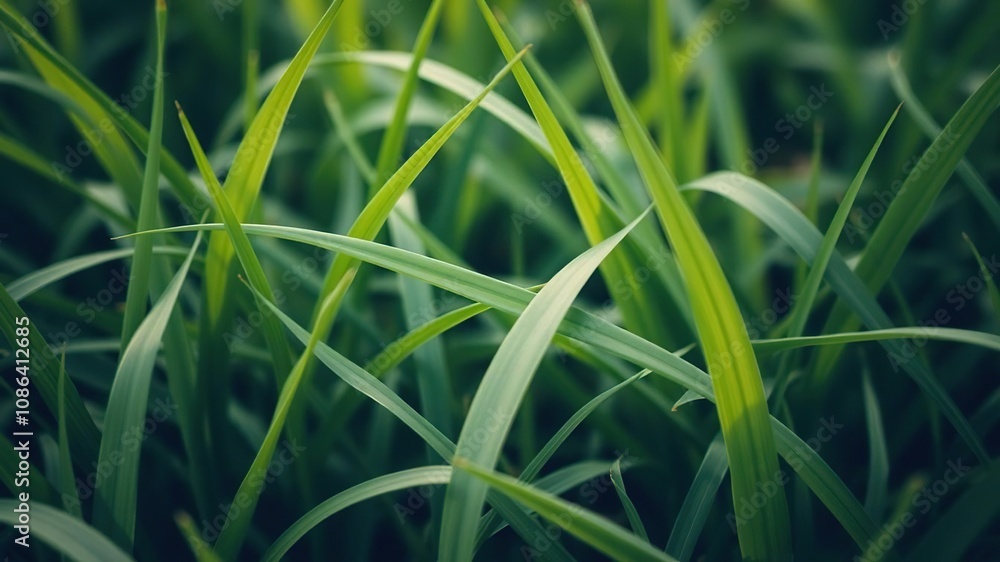 Lush green grass blades swaying gently in the spring breeze, with a soft focus effect to emphasize the natural surroundings, gentle wind, wildflowers Lush green grass blades swaying gently in the spring breeze, with a soft focus effect to emphasize the natural surroundings, gentle wind, wildflowers