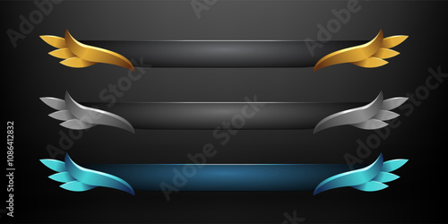 Abstract gold silver blue lower third game interface. Modern border frame screen tittle banner