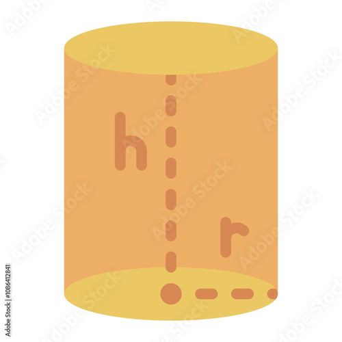 Cylinder with dimension flat icon