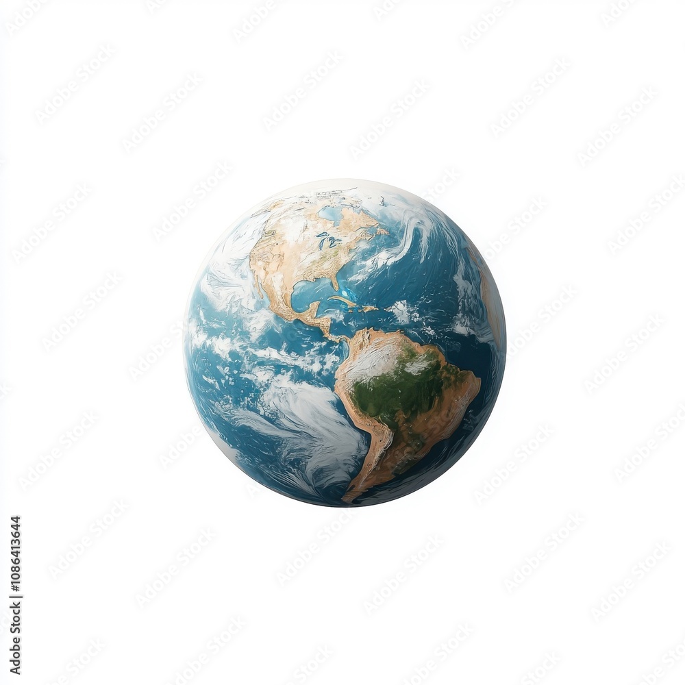 Fototapeta premium Flat style illustration of Planet Earth, isolated on a white background.