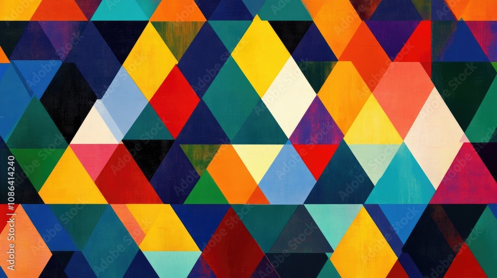 Abstract geometric pattern with colorful triangles and bold lines, creating a vibrant and modern background Abstract geometric pattern with colorful triangles and bold lines, creating a vibrant and modern background