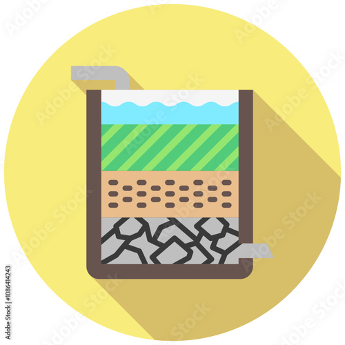 Aggregate rounded color icon, use for UI, UX, app and web development, digital or print. for industry, education, business, ecology and environment, water treatment theme.